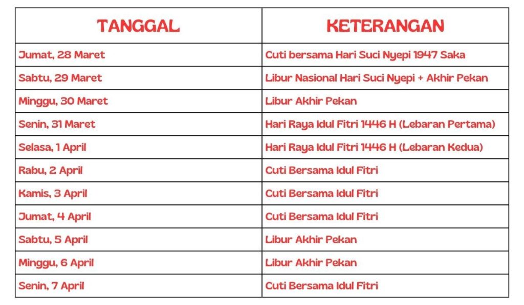 Jadwal Libur Lebaran dan Cuti Bersama 2025 Dimulai?-Kael Leather Goods