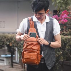 Alternative view of Kael Leather Goods Leather Sling Bag Spacious Series