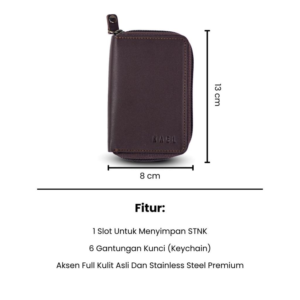 Kael Leather Goods Leather Keychain Jasper Zipper Series - Image 4