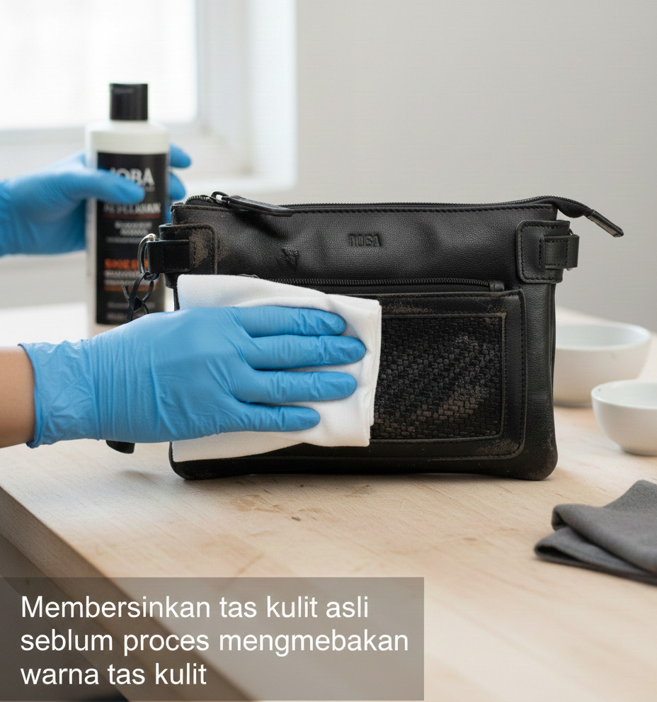 cara mengembalikan warna tas kulit