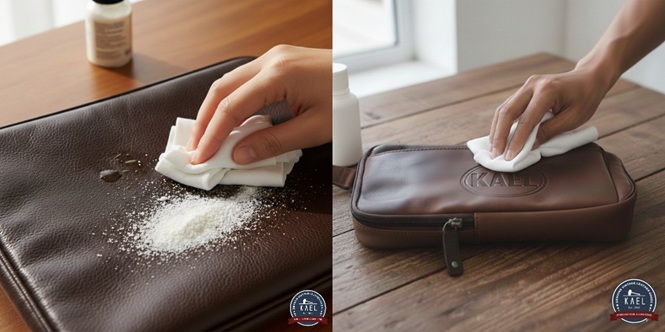 membersihkan tas kulit dari noda minyak