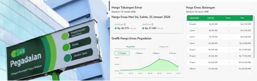 Harga Emas Pegadaian Hari Ini Anjlok