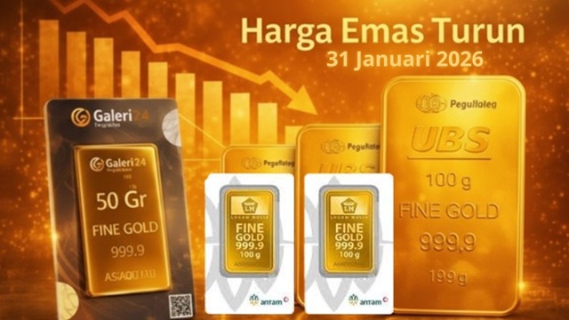 Harga Emas Turun 31 Januari 2026, Antam & Pegadaian Ambruk