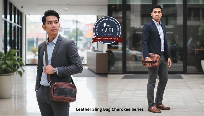 Sling Bag Kulit Cherokee: Bahan Kulit Pull-Up dan Crazy Horse