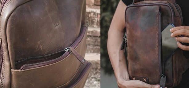 cara mengenali tas kulit asli dari baunya dan tekstur kulit alami