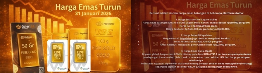 Harga Emas Turun 31 Januari 2026 Bikin Pasar Terkejut