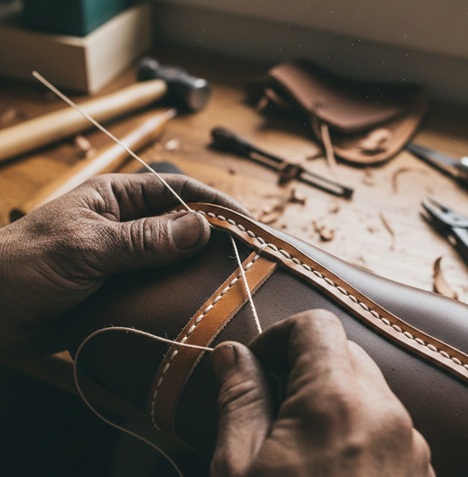 Proses jahit sepatu kulit Goodyear Welt yang kuat dan tahan lama