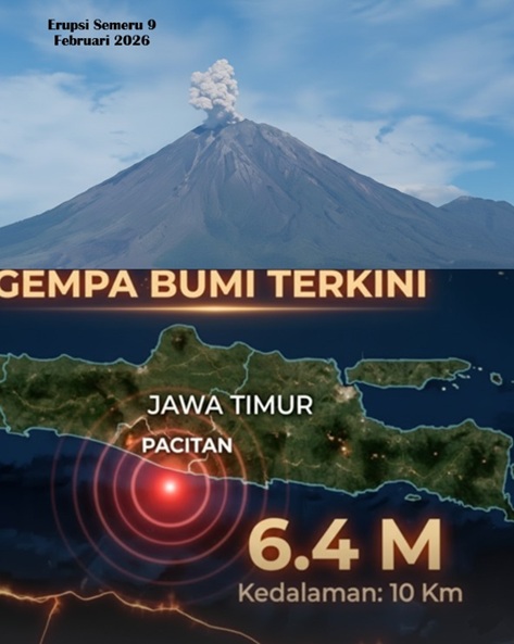 Gempa dan Erupsi Hari ini 9 Febuari 2026, BMKG Imbau Waspada