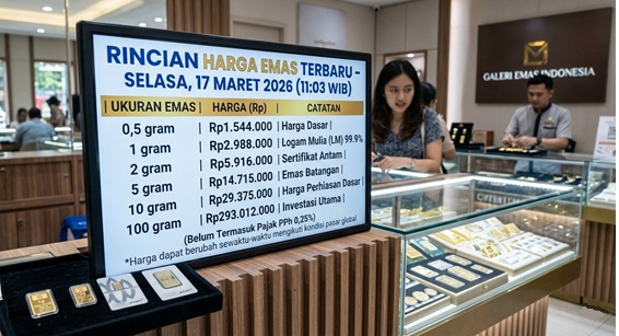 Rincian Harga Emas Terbaru 17 Maret 2026