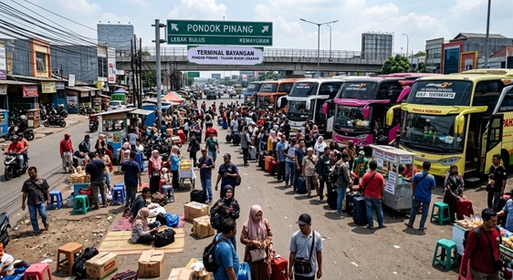 Terminal Bayangan Pondok Pinang Mulai Dipadati Pemudik