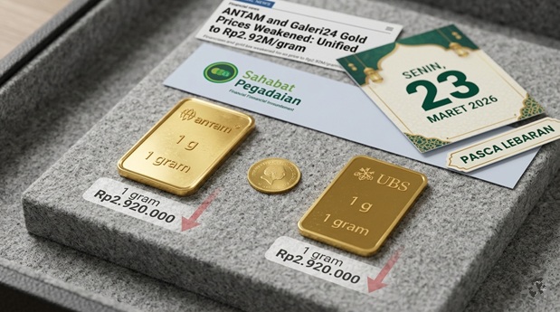 Harga Emas Antam dan Galeri24 Sama-Sama Melemah