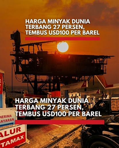 Harga Minyak Dunia Tembus USD 100