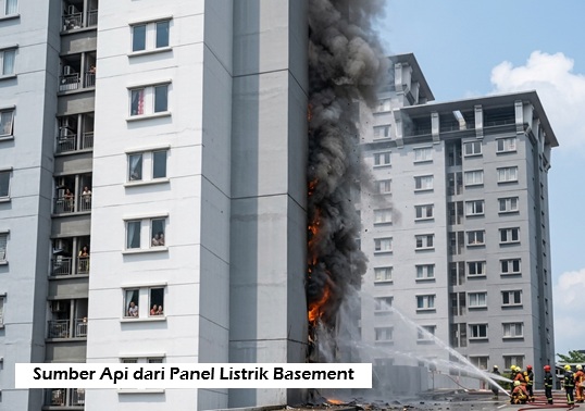Sumber Api dari Panel Listrik Basement