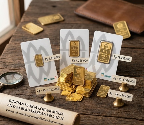 Rincian Harga Logam Mulia Antam Berdasarkan Pecahan