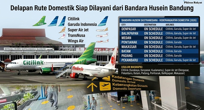 Delapan Rute Domestik Siap Dilayani dari Bandara Husein Bandung