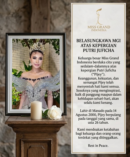 Kabar Duka Disampaikan Miss Grand Indonesia