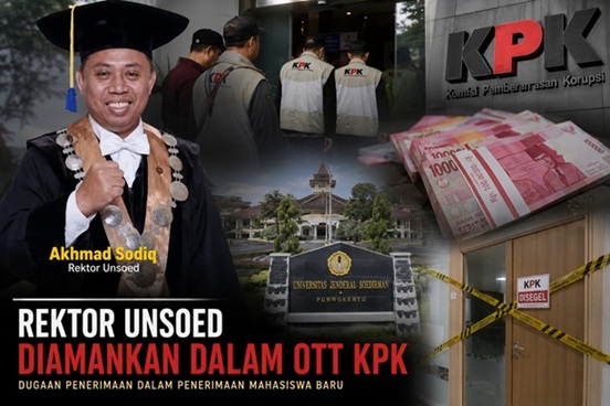 Rektor Unsoed Diamankan dalam OTT KPK. Dugaan Transaksi dalam Penerimaan Mahasiswa Baru