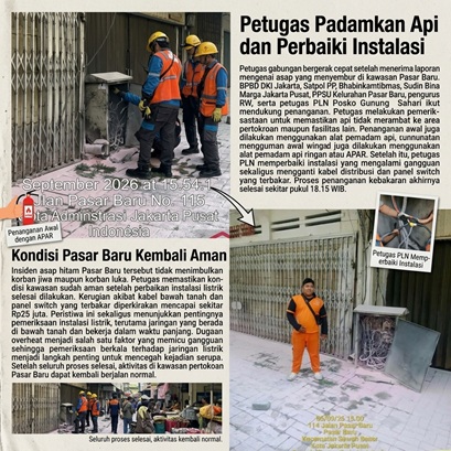 Petugas Padamkan Api dan Perbaiki Instalasi